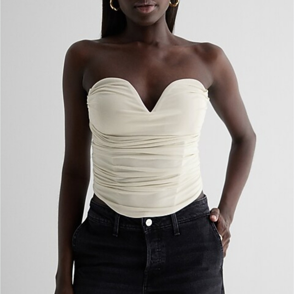 Express Body Contour Compression Corset Cropped Tube Top With Bra Cups M